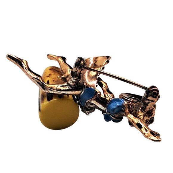 Vintage Dancing Drummer Brooch Untested Bakelite Figural Enamel Lady PIn Costume - Picture 8 of 12